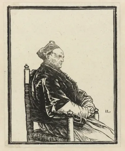 Portret van een zittende geestelijke