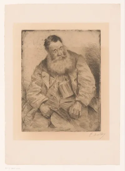 Portret van een zittende man met baard
