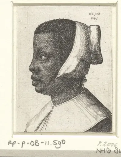 Portret van een zwarte jonge vrouw met hoofdkapje