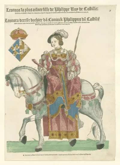 Portret van Eleonora van Frankrijk te paard