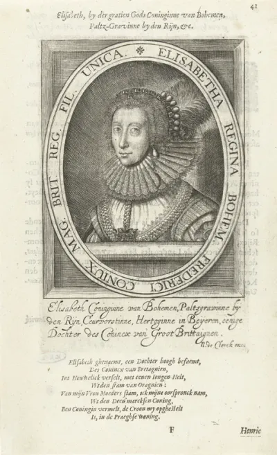 Portret van Elisabeth Stuart, keurvorstin van de Palts, koningin van Bohemen