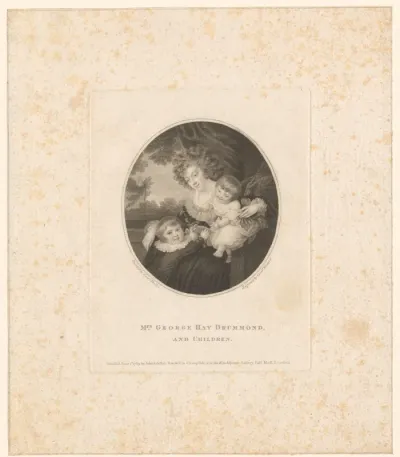 Portret van Elizabeth Margaret Marshall en haar twee kinderen, Caroline Edith en Robert William Drummond
