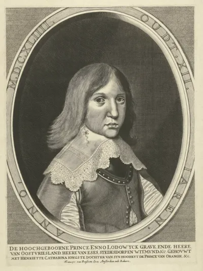 Portret van Enno Lodewijk, graaf van Oost-Friesland op 12-jarige leeftijd