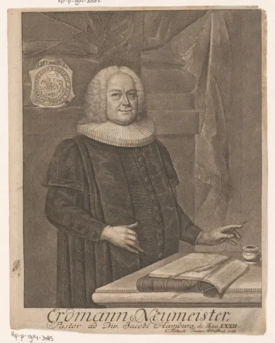 Portret van Erdmann Neumeister op 72-jarige leeftijd