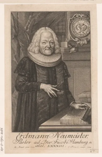 Portret van Erdmann Neumeister op 83-jarige leeftijd