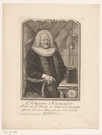 Portret van Erdmann Neumeister op 85-jarige leeftijd