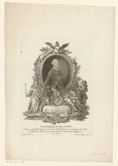 Portret van Erich Christoph von Plotho, met gezicht op Regensburg