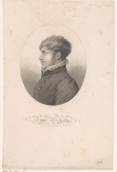 Portret van Ernst Schulze, en profil in een ovaal