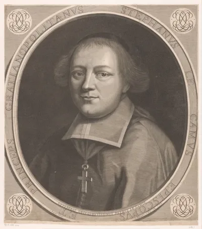 Portret van Étienne le Camus in een ovale lijst