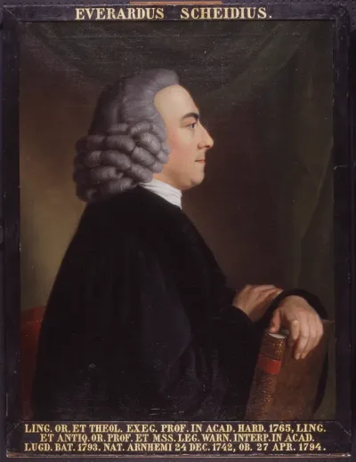 Portret van Everard Scheidius, hoogleraar Oosterse Talen en Hebreeuwse Oudheden te Leiden