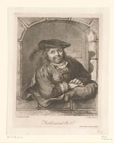 Portret van Ferdinand Bol in een venster
