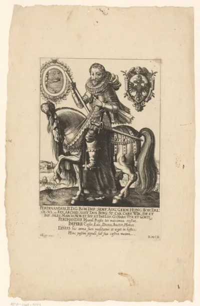 Portret van Ferdinand II te paard