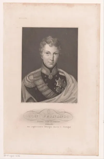 Portret van Ferdinand II von Sachsen-Coburg-Gotha, gemaal van koningin Maria II van Portugal