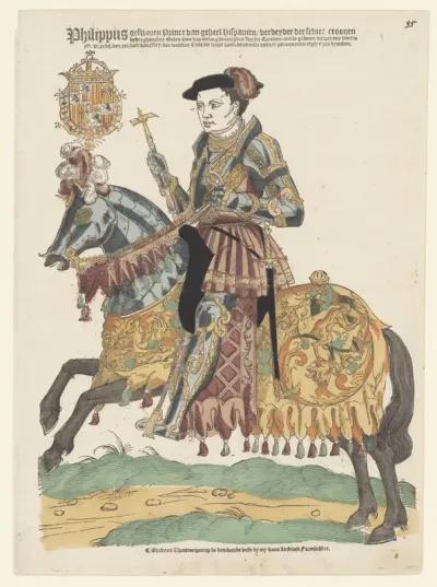 Portret van Filips II te paard