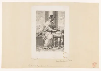 Portret van Francesco da Barberino, schrijvend aan een tafel