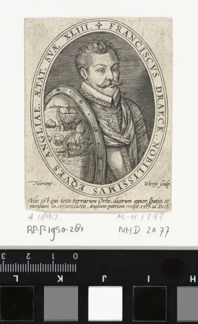 Portret van Francis Drake, op 43-jarige leeftijd