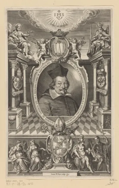 Portret van Franz Wilhelm, de bisschop van Osnabrück in een galerij
