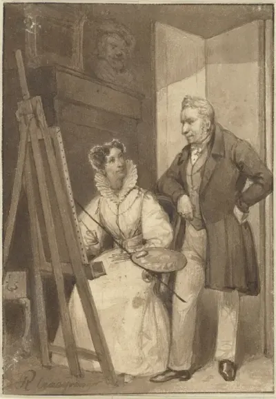 Portret van Frederica Louisa Wilhelmina, prinses van Pruisen, met haar man koning Willem I