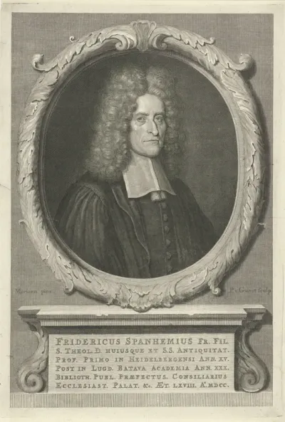 Portret van Frederick Spanheim de jongere op 68-jarige leeftijd