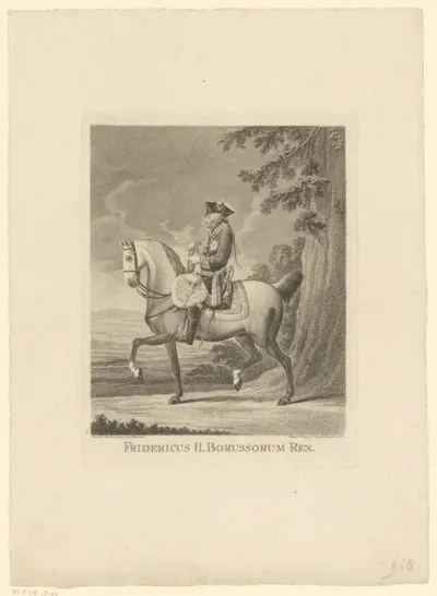 Portret van Frederik de Grote te paard