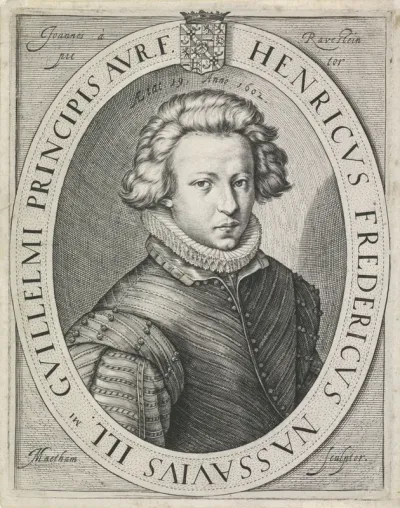 Portret van Frederik Hendrik, prins van Oranje, op 19-jarige leeftijd