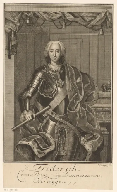 Portret van Frederik V, koning van Denemarken en Noorwegen