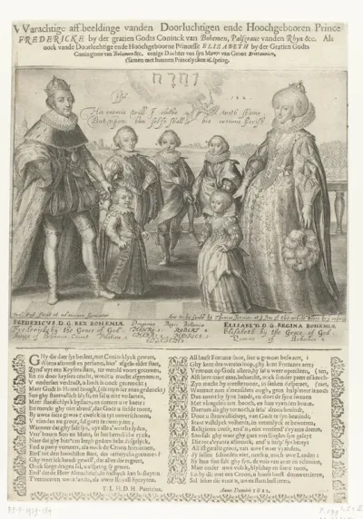 Portret van Frederik V van Bohemen, zijn echtgenote Elisabeth Stuart en hun vijf kinderen