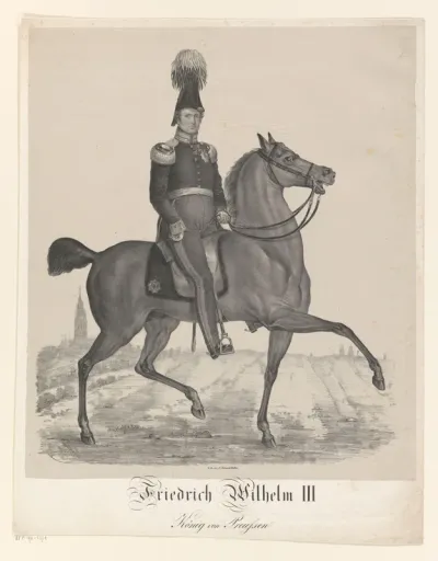 Portret van Frederik Willem III te paard