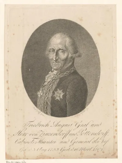 Portret van Friedrich August Graf von Zinzendorf
