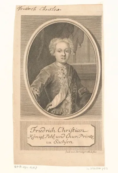 Portret van Friedrich Christian von Sachsen als kroonprins