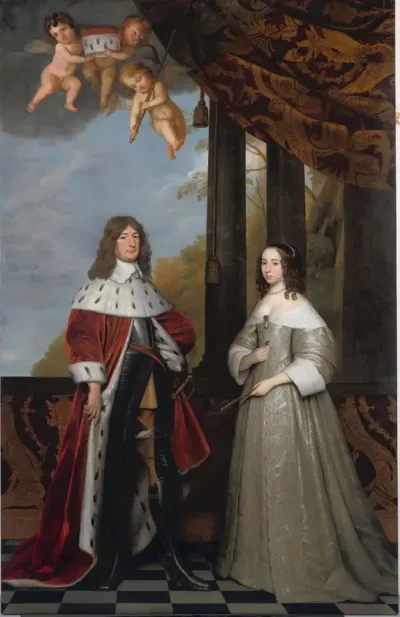 Portret van Friedrich Wilhelm (1620-88), keurvorst van Brandenburg, met zijn vrouw Louisa Henriette (1627-67), gravin van Nassau