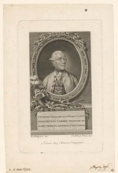 Portret van Friedrich Wilhelm Hohenlohe-Kirchberg