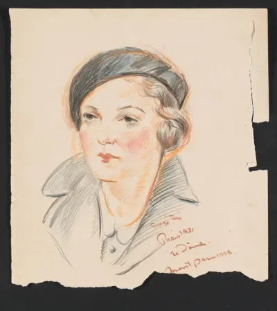 Portret van G.A. Urtebise met baret en opstaande kraag