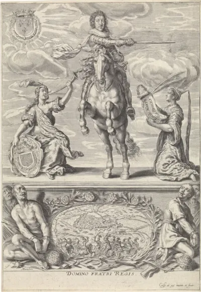 Portret van Gaston Jean-Baptiste van Orléans, te paard