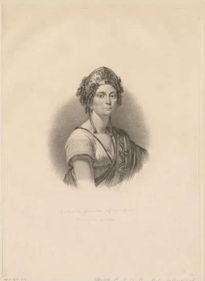 Portret van Geertruida Jacoba Hilverdink als Tullia in het toneelstuk Brutus