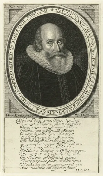 Portret van geneesheer Antonius Antonides van der Linden op 63-jarige leeftijd