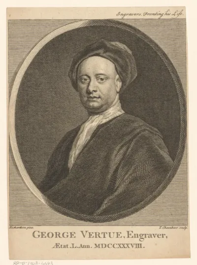 Portret van George Vertue op 50-jarige leeftijd