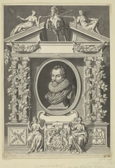 Portret van Gerard Thibault in architecturale omlijsting