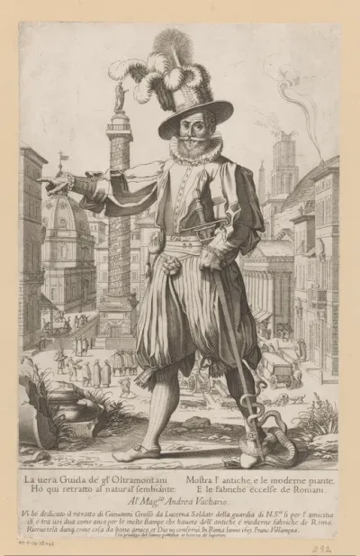 Portret van Giovanni Grosso, lid van de Zwitserse garde en gids