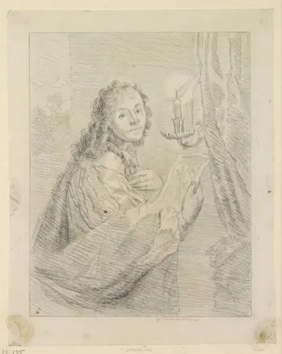 Portret van Godfried Schalcken bij kaarslicht