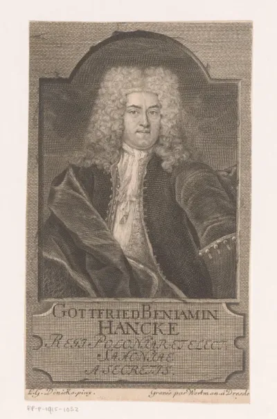 Portret van Gottfried Benjamin Hancke