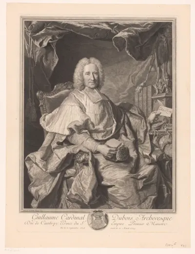 Portret van Guillaume Dubois in zijn studeervertrek