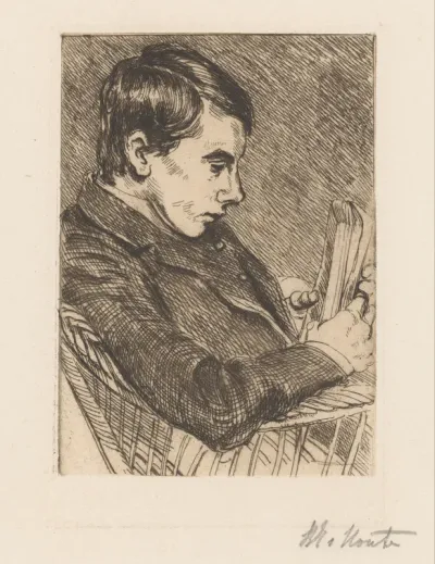 Portret van H.W. Mouton met boek