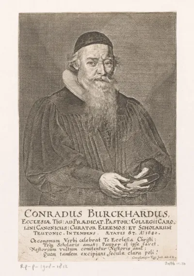 Portret van Hans Conrad Burkhard op 67-jarge leeftijd