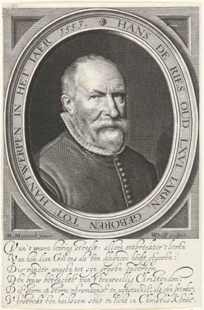 Portret van Hans de Ries op 66-jarige leeftijd