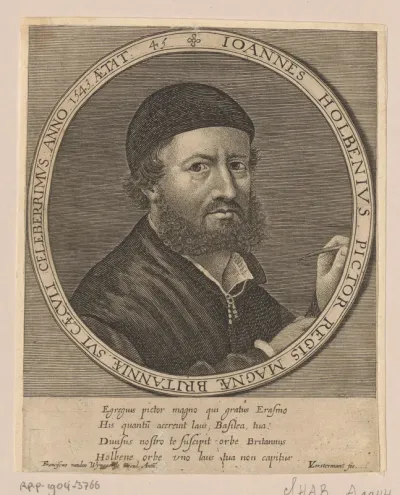 Portret van Hans Holbein II op 45-jarige leeftijd