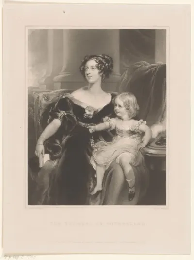 Portret van Harriet Leveson-Gower met Elizabeth Georgiana op haar schoot