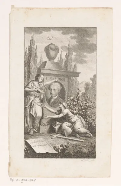 Portret van Heinrich Sander in allegorische setting