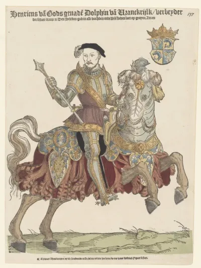 Portret van Hendrik II van Frankrijk te paard