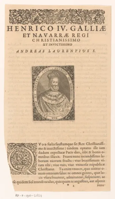 Portret van Hendrik IV in een ornamentele lijst